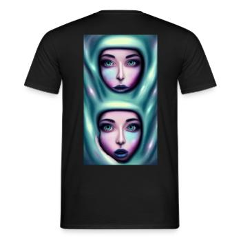 Space Sisters Twins - Männer T-Shirt - Schwarz - Hinten - AI Model Male 178 light (178cm)