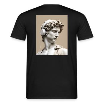 DJ Michelangelo David Kunst + Musik ist Leben - Männer T-Shirt - Schwarz - Hinten - AI Model Male 178 light (178cm)