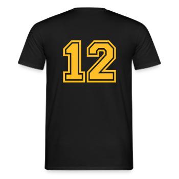 12 - Männer T-Shirt - Schwarz - Hinten - AI Model Male 178 light (178cm)