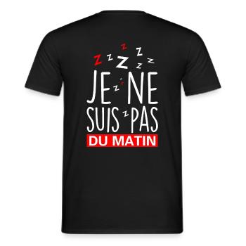 Je ne suis pas du matin - T-shirt homme - noir - Dos - AI Model Male 178 light (178cm)