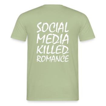 social media killed romance - Männer T-Shirt - Sage - Hinten - AI Model Male 178 light (178cm)