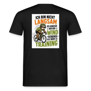 Faultier auf Fahrrad - Männer T-Shirt - Schwarz - Hinten - AI Model Male 178 light (178cm)