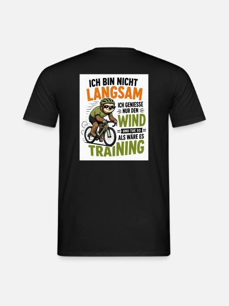 Faultier auf Fahrrad - Männer T-Shirt - Schwarz