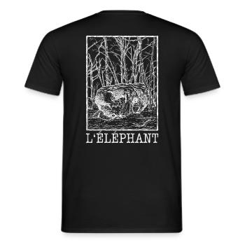 L'éléphant de Fontainebleau - Weiß - Männer T-Shirt - Schwarz - Hinten - AI Model Male 178 light (178cm)