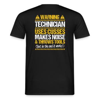 Techniker Technician House Technician Technology - Men's T-Shirt - black - Back - AI Model Male 178 light (178cm)