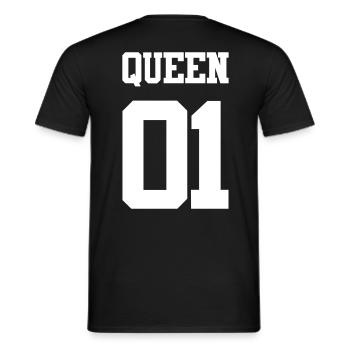 QUEEN 01 - PARTNERSHIRTS für Partnerlook Beziehung - Männer T-Shirt - Schwarz - Hinten - AI Model Male 178 light (178cm)