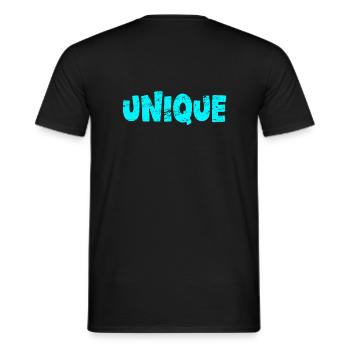 unique blau - Männer T-Shirt - Schwarz - Hinten - AI Model Male 178 light (178cm)