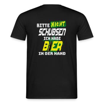 Bitte nicht Schubsen, Ich habe Bier in der Hand - Männer T-Shirt - Schwarz - Hinten - AI Model Male 178 light (178cm)