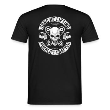 conducteur de chariot élévateur / chariot élévateur / empileur / stockage / cadeau - T-shirt homme - noir - Dos - AI Model Male 178 light (178cm)