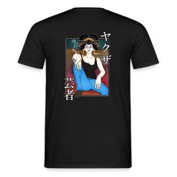 Geisha yakuza on the couch - Men's T-Shirt - black - Back - AI Model Male 178 light (178cm)