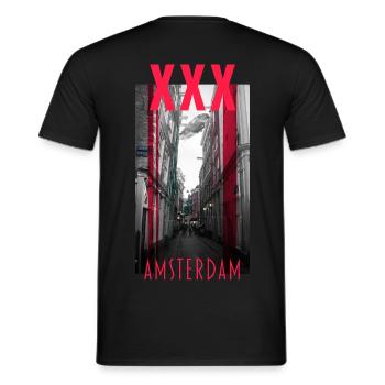 XXX Amsterdam - The City - Men's T-Shirt - black - Back - AI Model Male 178 light (178cm)
