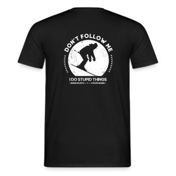 Skier Sayings Don't follow Skialpin Ski Holiday - Men's T-Shirt - black - Back - AI Model Male 178 light (178cm)