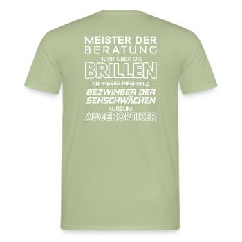 Augenoptiker/Augenoptikerin/Optiker/Optikerin - Männer T-Shirt - Sage - Hinten - AI Model Male 178 light (178cm)