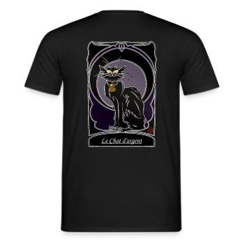 Chat d'argent folklore Bretagne Gascogne Provence - T-shirt homme - noir - Dos - AI Model Male 178 light (178cm)