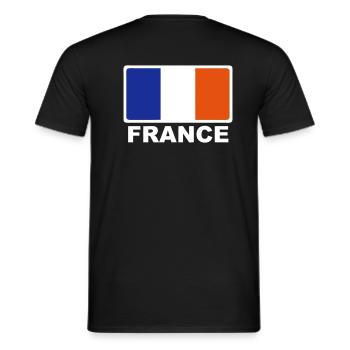 France drapeau tricolore - T-shirt homme - noir - Dos - AI Model Male 178 light (178cm)