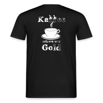 Coffee - black gold, white lettering - Men's T-Shirt - black - Back - AI Model Male 178 light (178cm)