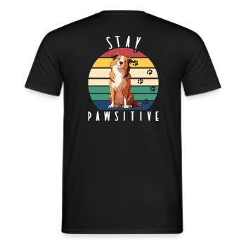 Les chiens restent pawsitifs avec des pattes rétro - T-shirt homme - noir - Dos - AI Model Male 178 light (178cm)