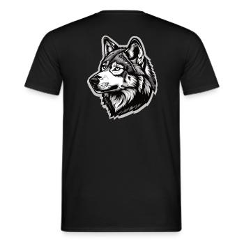 Wolf and half husky - Men's T-Shirt - black - Back - AI Model Male 178 light (178cm)