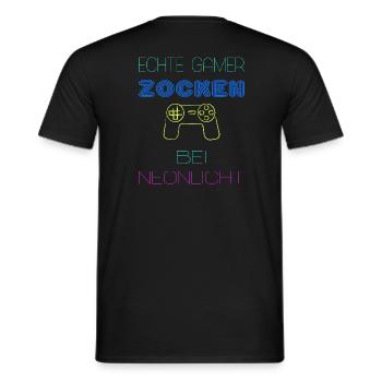 Echte Gamer zocken - Männer T-Shirt - Schwarz - Hinten - AI Model Male 178 light (178cm)