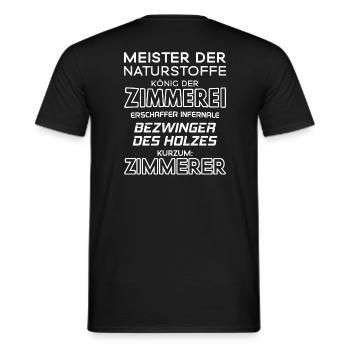Zimmerer / Zimmerin / Zimmermann / Zimmerfrau - Männer T-Shirt - Schwarz - Hinten - AI Model Male 178 light (178cm)