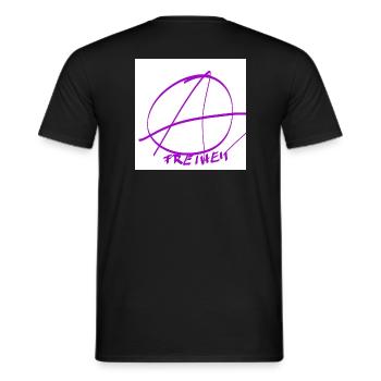 Freedom in the Circle of Anarchy – Purple Lines - Men's T-Shirt - black - Back - AI Model Male 178 light (178cm)