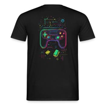 jeu gamer nerd geek manette - T-shirt homme - noir - Dos - AI Model Male 178 light (178cm)