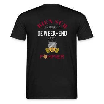 Je ne connais pas de week-end je suis pompier - T-shirt homme - noir - Dos - AI Model Male 178 light (178cm)