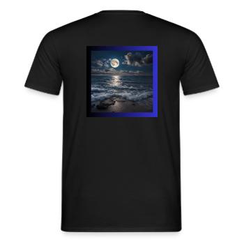 Vollmond mit Meer - Männer T-Shirt - Schwarz - Hinten - AI Model Male 178 light (178cm)