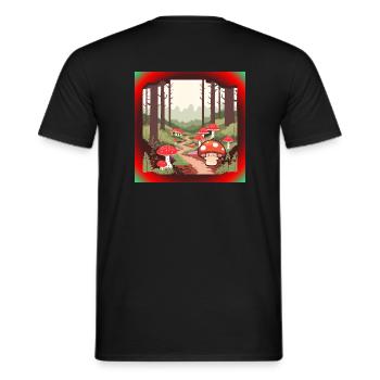 Mushrooms in the forest - Men's T-Shirt - black - Back - AI Model Male 178 light (178cm)