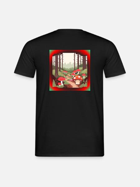 Mushrooms in the forest - Men's T-Shirt - black