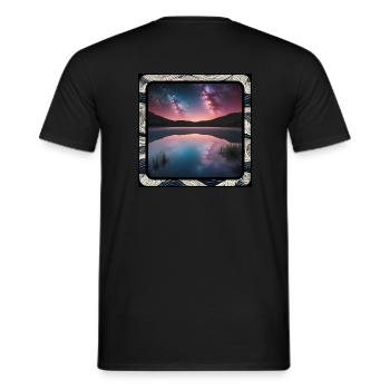 Seelandschaft mit Spiegelungen - Männer T-Shirt - Schwarz - Hinten - AI Model Male 178 light (178cm)