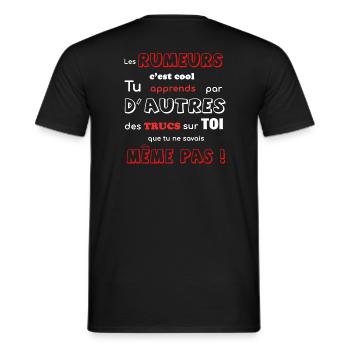 La rumeur | T shirt personnalisé IKANDESIGN - T-shirt homme - noir - Dos - AI Model Male 178 light (178cm)