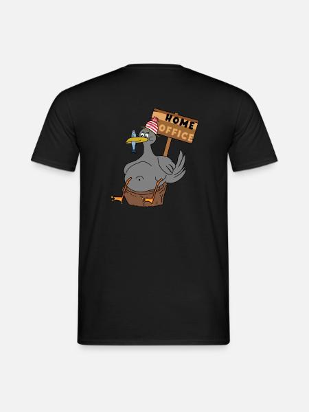 Dicke Möwe die im Homeoffice sitzt - Männer T-Shirt - Schwarz