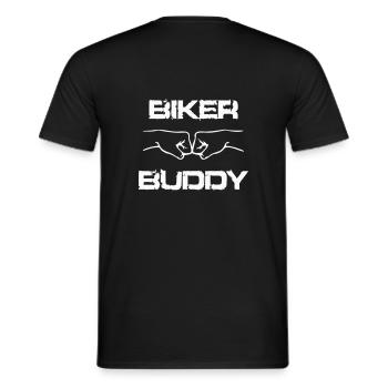 BIKER BUDDY BRO FIST weiss personalisierbar - Männer T-Shirt - Schwarz - Hinten - AI Model Male 178 light (178cm)