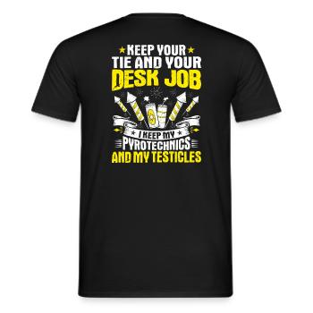 Pyrotechnicien Feux d’artifice Pyrotechnie Pyrotechnicien - T-shirt homme - noir - Dos - AI Model Male 178 light (178cm)