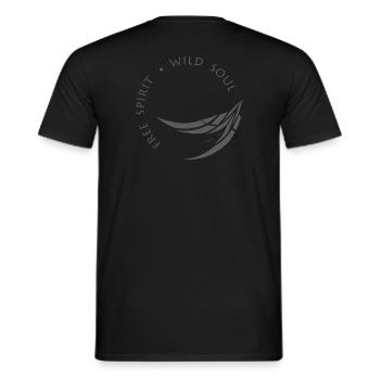 free spirit ... wild soul, outdoor t shirt - Männer T-Shirt - Schwarz - Hinten - AI Model Male 178 light (178cm)