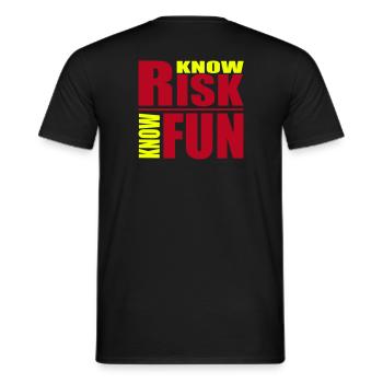 know risk - know fun - Männer T-Shirt - Schwarz - Hinten - AI Model Male 178 light (178cm)