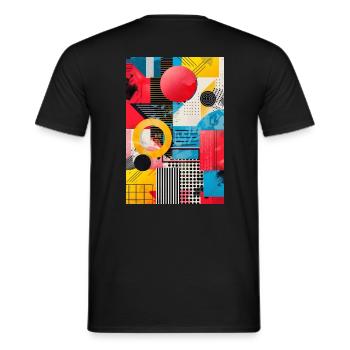 Style rétro - Formes abstraites - T-shirt homme - noir - Dos - AI Model Male 178 light (178cm)