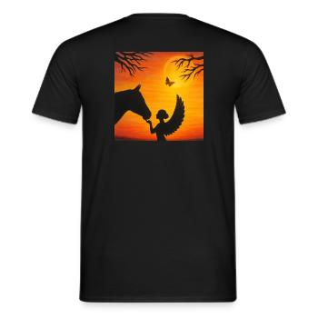 Engel mit Pferd / Spirit-Soul Kollektion - Männer T-Shirt - Schwarz - Hinten - AI Model Male 178 light (178cm)
