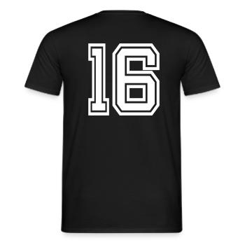16 - Männer T-Shirt - Schwarz - Hinten - AI Model Male 178 light (178cm)