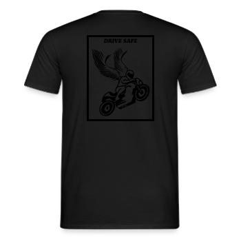 drive safe - motorcycle - Men's T-Shirt - black - Back - AI Model Male 178 light (178cm)