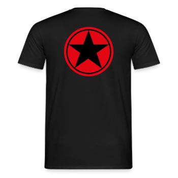 Etoile noire sur fond rouge Pentagramme . - T-shirt homme - noir - Dos - AI Model Male 178 light (178cm)