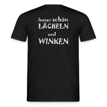 Lächeln und Winken - Männer T-Shirt - Schwarz - Hinten - AI Model Male 178 light (178cm)
