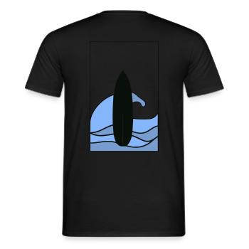T-Shirt Surf Board with Wave in Frame - Men's T-Shirt - black - Back - AI Model Male 178 light (178cm)