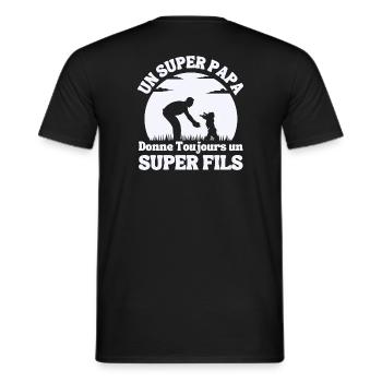 Idee Cadeau Super Papa Humour Pere fils - T-shirt homme - noir - Dos - AI Model Male 178 light (178cm)