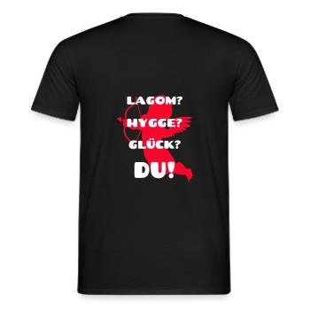 Lagom Hygge Happiness? YOU! Found the love of your life? - Men's T-Shirt - black - Back - AI Model Male 178 light (178cm)