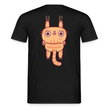 Drôle de chat tigré accroché avec des griffes - T-shirt homme - noir - Dos - AI Model Male 178 light (178cm)