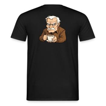 Fieser Rentner mit Kaffee - Männer T-Shirt - Schwarz - Hinten - AI Model Male 178 light (178cm)