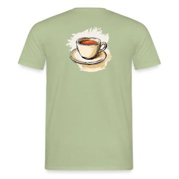 Coffee vintage in watercolor style - Men's T-Shirt - sage - Back - AI Model Male 178 light (178cm)