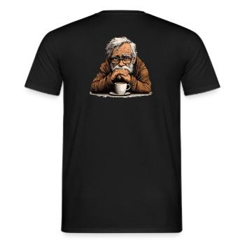 Opa mit Brille und Kaffee - Männer T-Shirt - Schwarz - Hinten - AI Model Male 178 light (178cm)